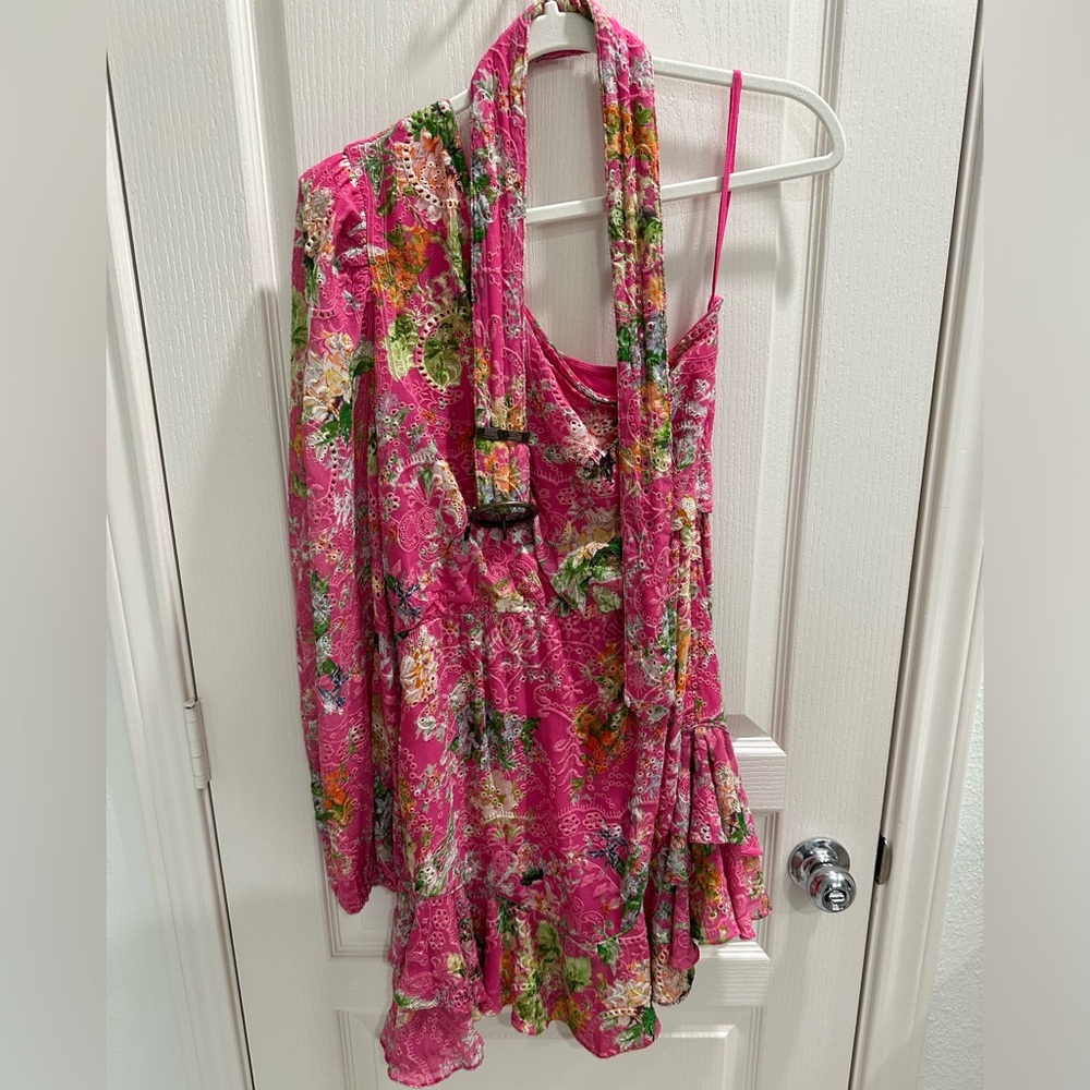 Hemant And Nandita Miyu Pink One Shoulder Mini Dress View 6